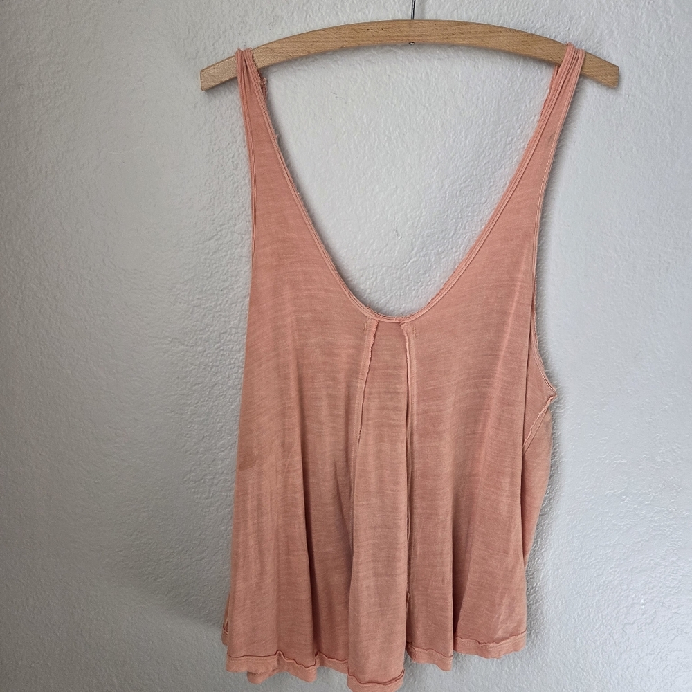 Free People We The Free Sz M Cami Tank Top Raw Edge Orange Stretch 100%Viscose - Picture 2 of 13